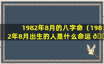 1982年8月的八字命（1982年8月出生的人是什么命运 🌿 ）